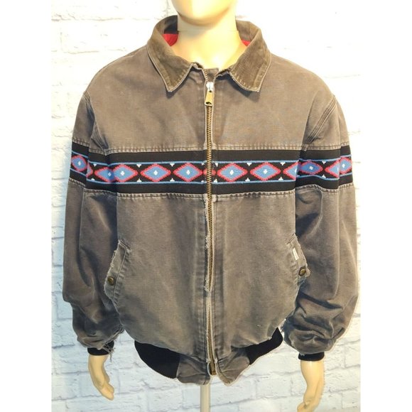 Carhartt Other - Vtg Carhartt Aztec JQ035 Lined Distressed Work Jacket Coat USA Made Mens XL 90s